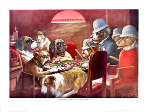 Dogs Playing Poker - Pinched with four aces - Marcellus Coolidge Art Print - 12x16 - West Coast Picture Frames LLC