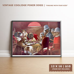 Dogs Playing Poker - Pinched with four aces - Marcellus Coolidge Art Print - 12x16 - West Coast Picture Frames LLC