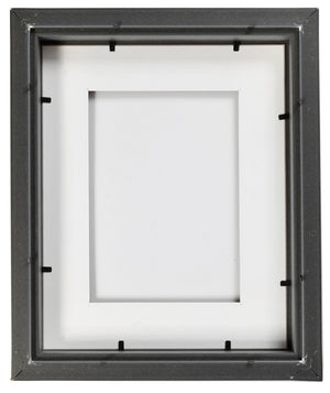 SHADOW BOX FRAME FOR OBJECTS - BLACK FRAME, BLACK MAT - CLEAR GLASS - 1"  DEPTH